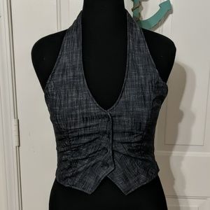Wet Seal Denim Rouched Halter Vest